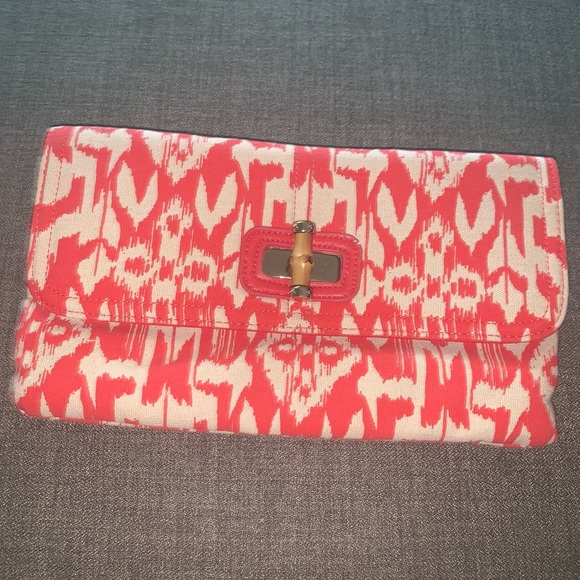 Chicos red and white patterned clutch bag - Picture 3 of 9